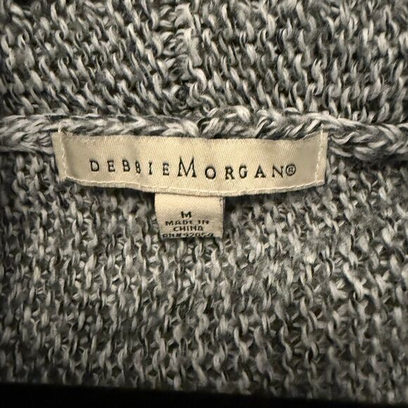 Debbie Morgan Open Front Crochet Style Shawl Cardigan Gray Women's Size Medium - Picture 3 of 10